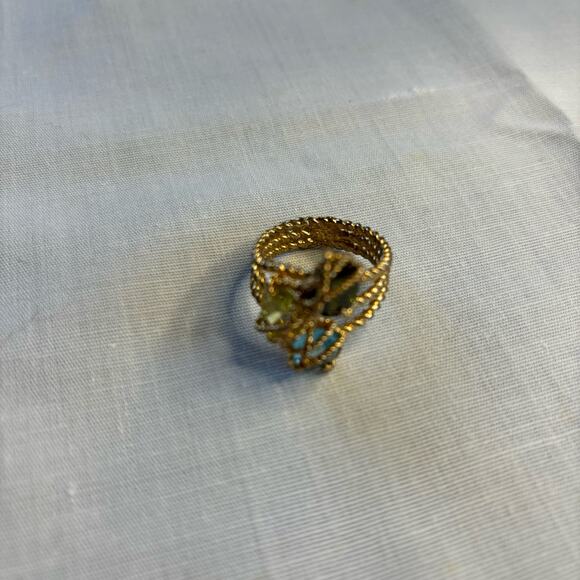 Gold Braided Wire Wrapped Crystal Ring Size 9 - Picture 5 of 9